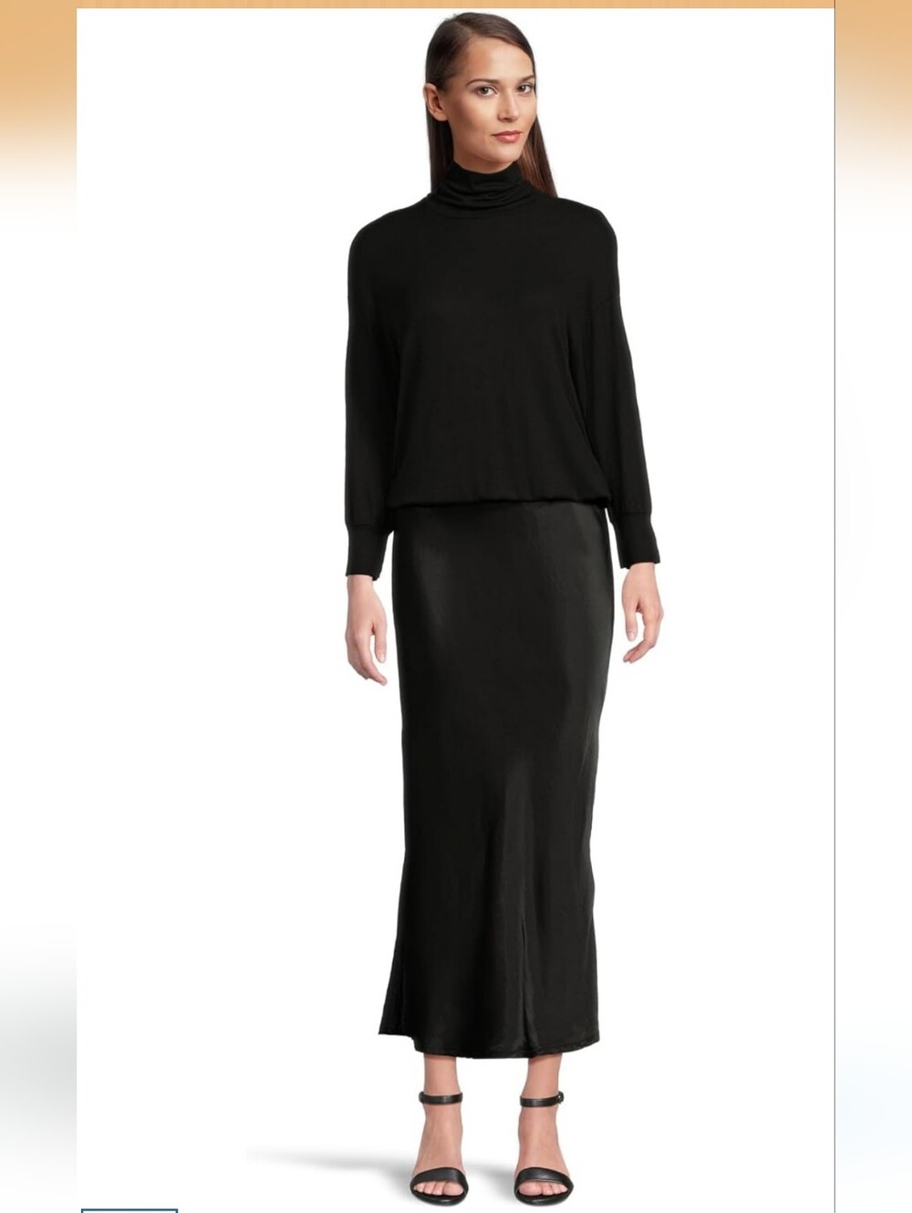 New! Michael Stars Black Turtleneck LoosePadma 2-in-1 Dress Midi Y2K Cottagecore